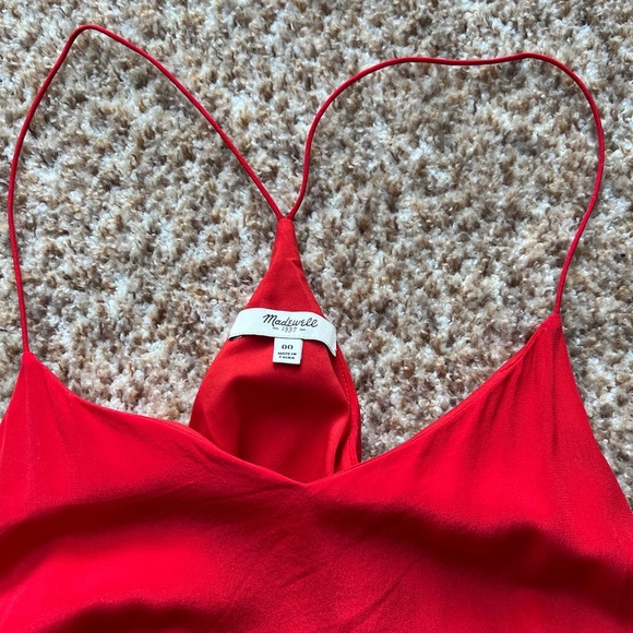 Madewell Red Starview Silk Dress 00 - Picture 3 of 5